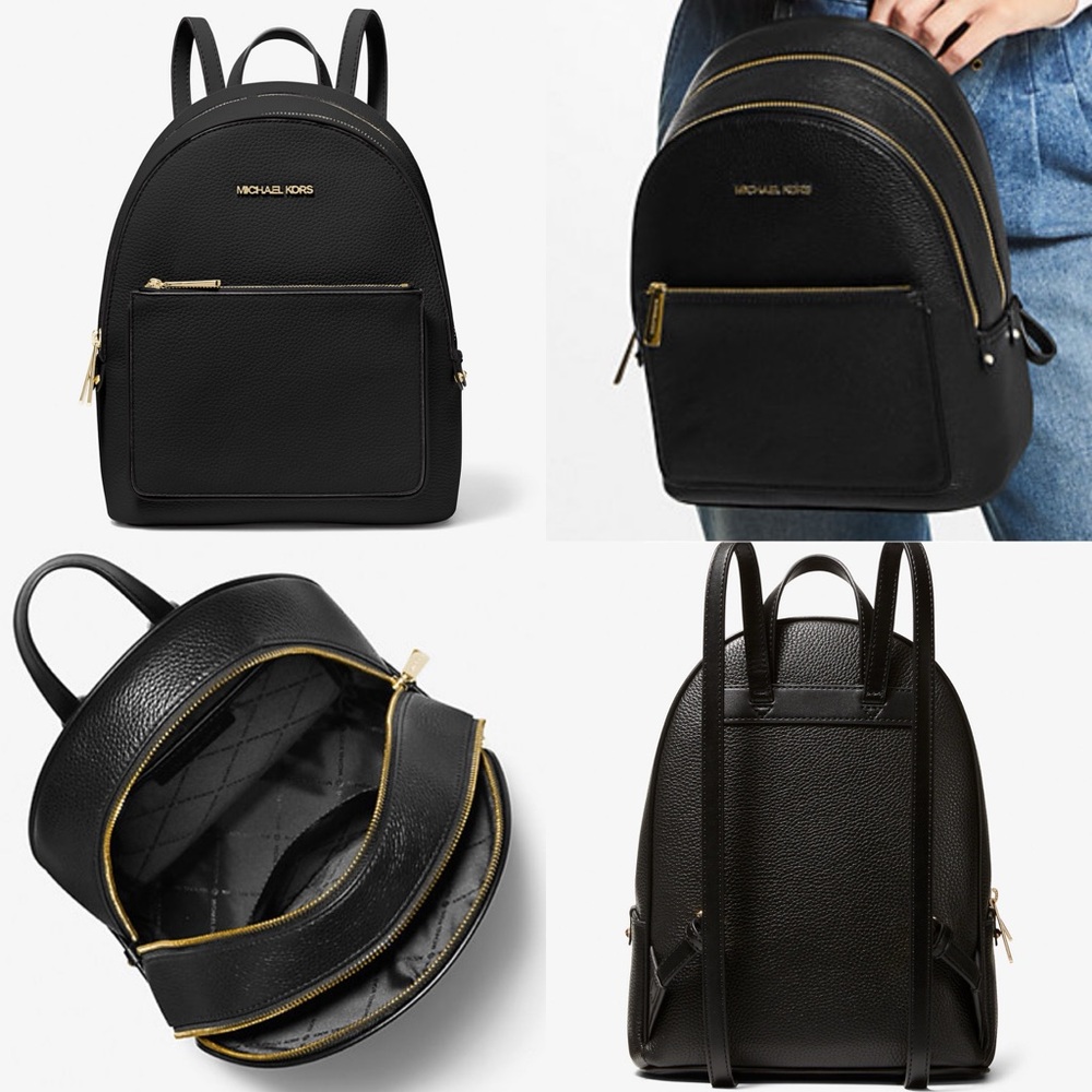 Michael Kors Adina Medium Pebbled Leather
Backpack NWT Black with gold hardware